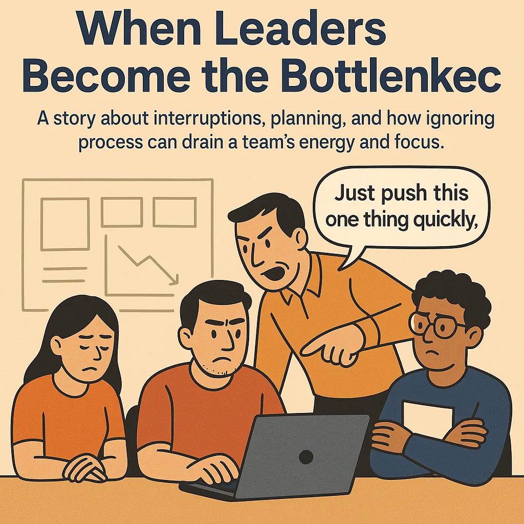 Illustration showing manager interrupting team focus